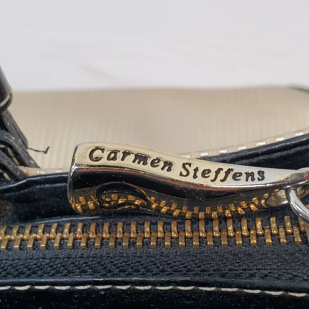 Carmen Steffens Leather Gold Striped Purse Black Leather‎ Accents